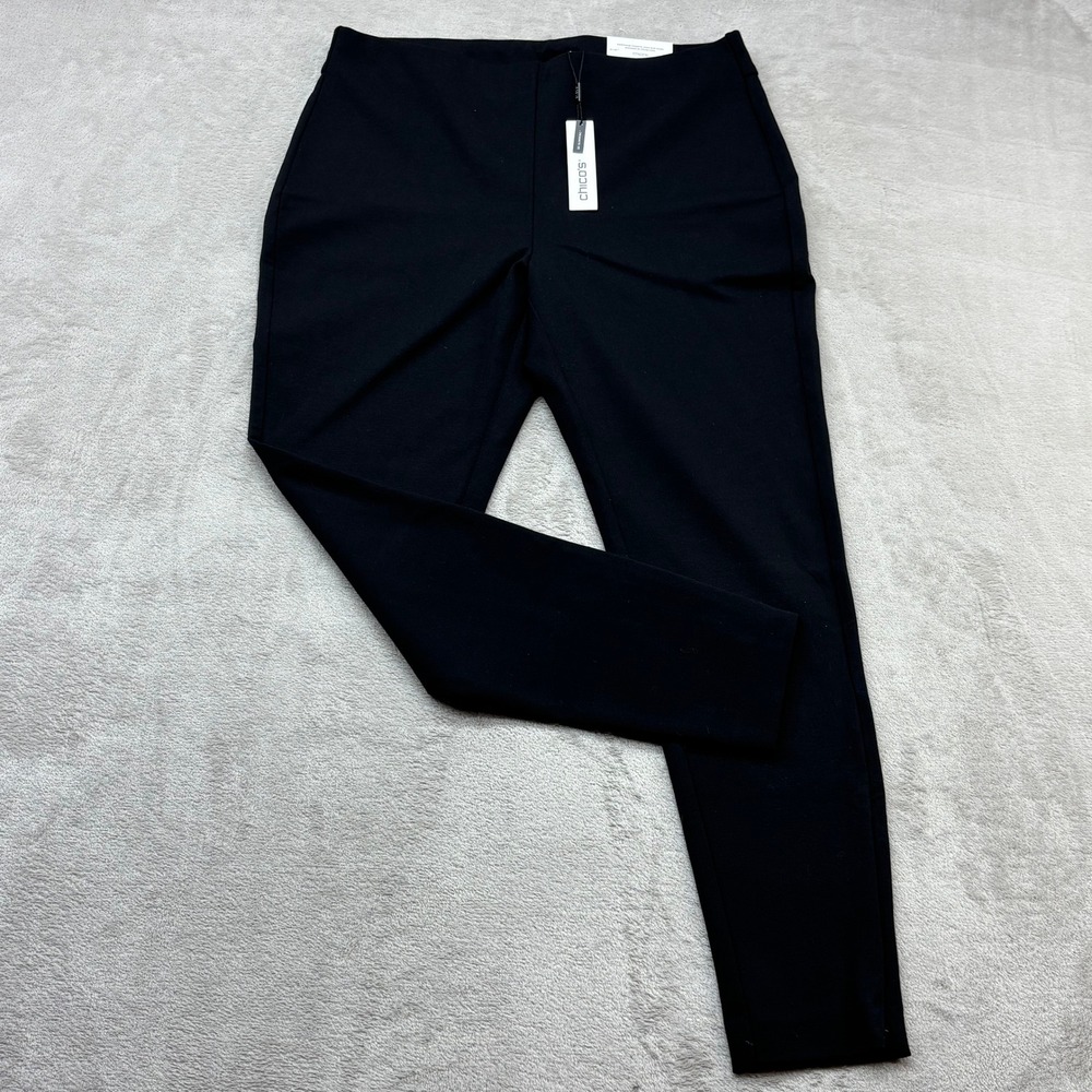 Chico's So Slimming 180 Juliet Leggings Women 1.5R 10R Black Side Zip Easy Pants